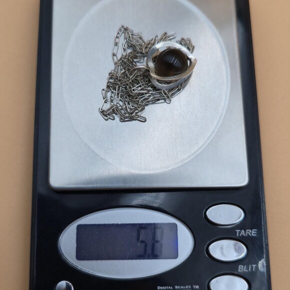 32 Inch Sterling Silver Smoky Quartz Heart Stone Pendant Necklace A4985 - Picture 7 of 7